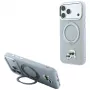 Karl Lagerfeld KF003229 suojakuori 360-sormustelineellä Karl & Choupette Heads Pin MagSafe iPhone 18 Pro / 17 Pro -puhelimelle, harmaa