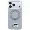 Karl Lagerfeld KF003229 suojakuori 360-sormustelineellä Karl & Choupette Heads Pin MagSafe iPhone 18 Pro / 17 Pro -puhelimelle, harmaa