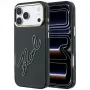 Karl Lagerfeld KF003382 IML Big Signature Resin Metal Frame -suojakuori iPhone 18 Pro Max / 17 Pro Max -puhelimelle, musta