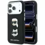 Karl Lagerfeld KF003249 Saffiano with Karl & Choupette Heads Pins & Logo -kotelo iPhone 18 Pro / 17 Pro -puhelimelle, musta