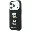 Karl Lagerfeld KF003249 Saffiano with Karl & Choupette Heads Pins & Logo -kotelo iPhone 18 Pro / 17 Pro -puhelimelle, musta