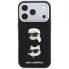 Karl Lagerfeld KF003249 Saffiano with Karl & Choupette Heads Pins & Logo -kotelo iPhone 18 Pro / 17 Pro -puhelimelle, musta
