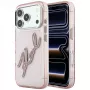 Karl Lagerfeld KF003384 IML Big Signature Resin Metal Frame -kuori iPhone 18 Pro Max / 17 Pro Max, vaaleanpunainen