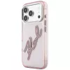 Karl Lagerfeld KF003384 IML Big Signature Resin Metal Frame -kuori iPhone 18 Pro Max / 17 Pro Max, vaaleanpunainen