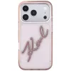 Karl Lagerfeld KF003384 IML Big Signature Resin Metal Frame -kuori iPhone 18 Pro Max / 17 Pro Max, vaaleanpunainen