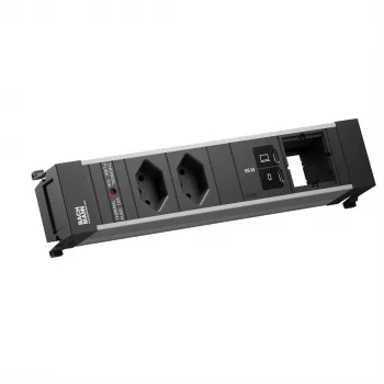 Bachmann POWER FRAME M kalusteeseen upotettava pistorasialista, 2x T13, 1x USB C/C 65 W, 1x CM