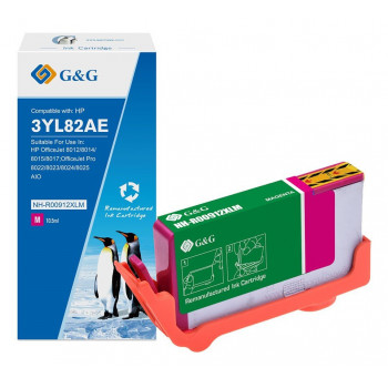 G&G XL-mustepatruuna, yhteensopiva HP 912XL 3YL82AE:n kanssa, magenta
