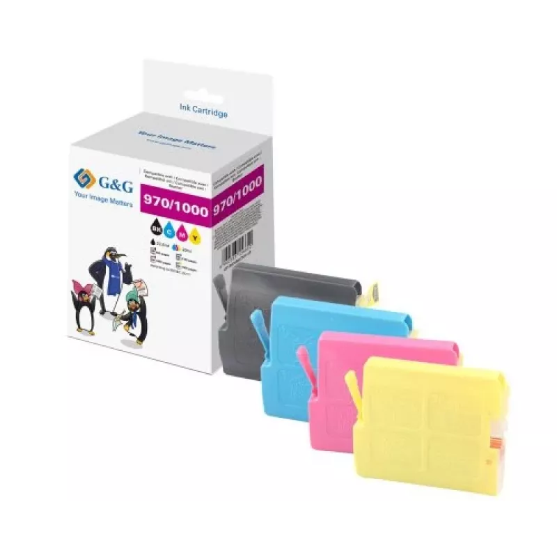 G&G yhteensopivat mustekasetit NP-B-0051BKCMY (GP-B970BKCMY-4P), musta, syaani, magenta, keltainen