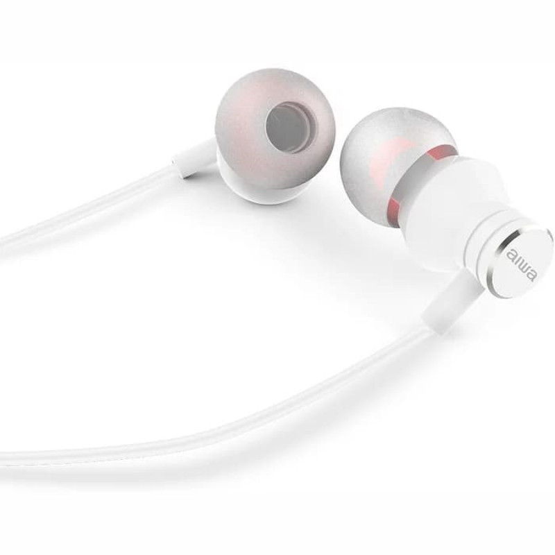 AIWA ESTM-50WT in-ear-stereokuulokkeet mikrofonilla, valkoiset