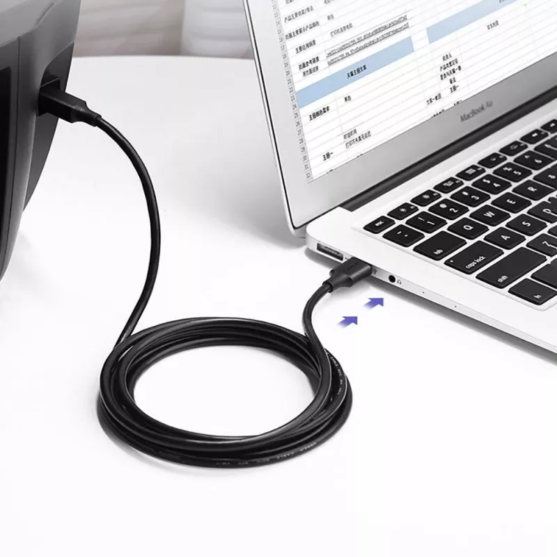 Ugreen US135 USB 2.0 A-B -tulostinkaapeli, kullattu, 1 m, musta