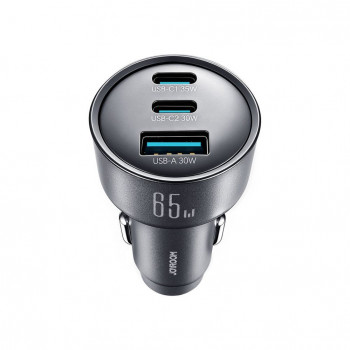 Joyroom JR-CCN19 autolaturi, 65 W, 2x USB-C + USB-A, tummanharmaa