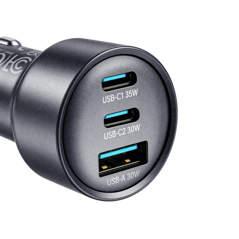 Joyroom JR-CCN19 autolaturi, 65 W, 2x USB-C + USB-A, tummanharmaa