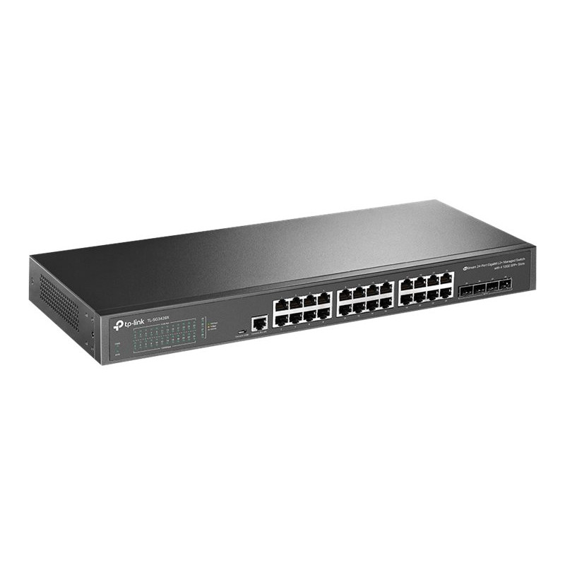 TP-Link SG3428X 24-porttinen 10/100/1000 Mbps hallittava L2+-kytkin, 4 SFP+-porttia, telineeseen asennettava