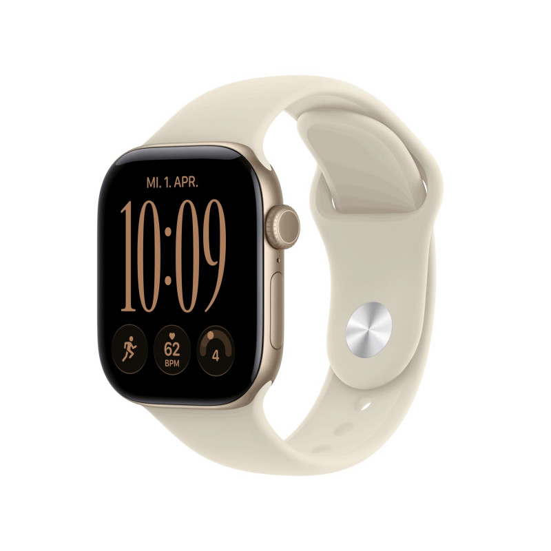 Apple Watch Series 12 GPS + Cellular 42 mm älykello, vaaleankultainen alumiinikotelo, hiekanvärinen urheiluranneke, M/L, MJG34ZR/A