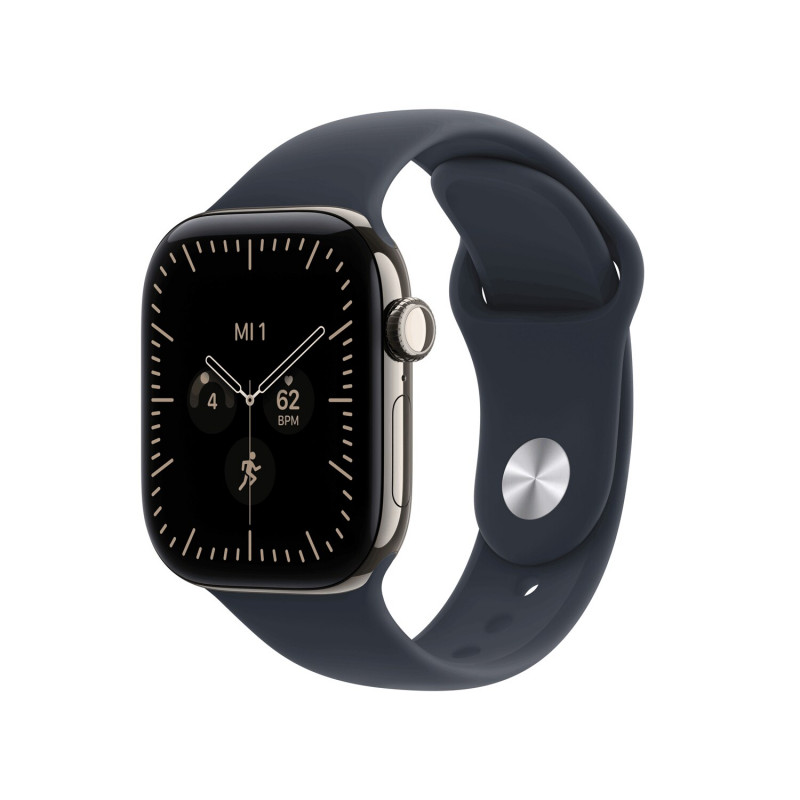 Apple Watch Series 12 GPS + Cellular 42 mm, luonnonvärinen titaanikotelo, laivastonsininen urheiluranneke, M/L