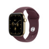 Apple Watch Series 12 GPS + Cellular 42 mm, säteilevän kullan värinen titaanikotelo, viininpunainen urheiluranneke, M/L