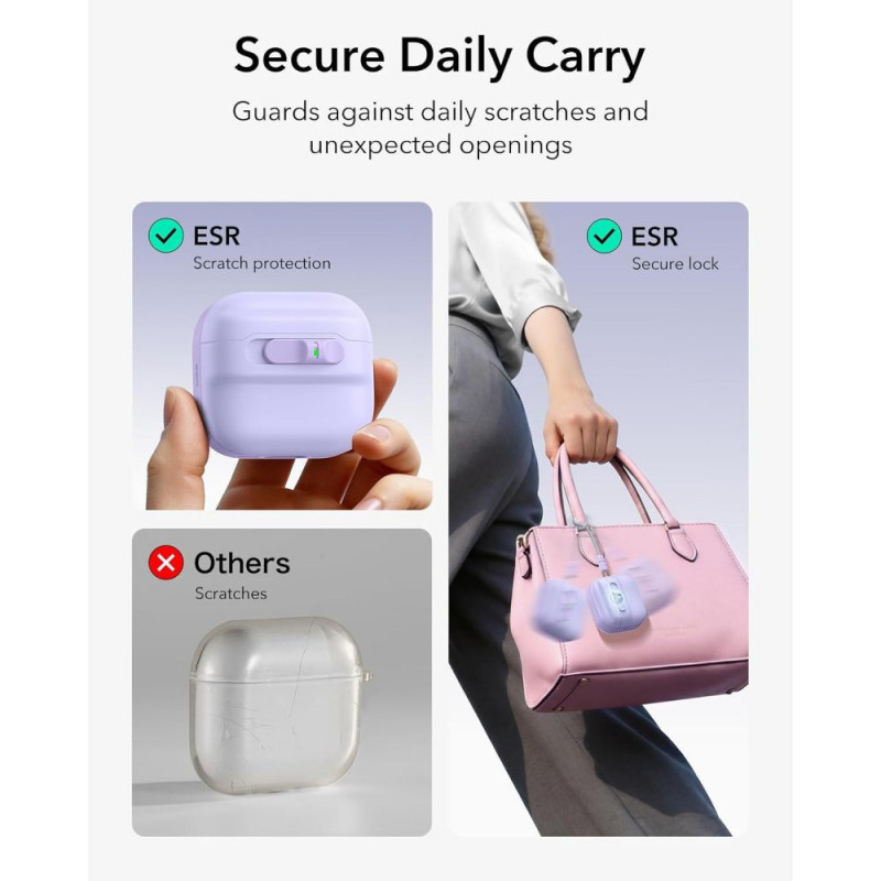 ESR Pulse HaloLock MagSafe -kotelo Apple AirPods 4 / 5 -kuulokkeille, laventeli