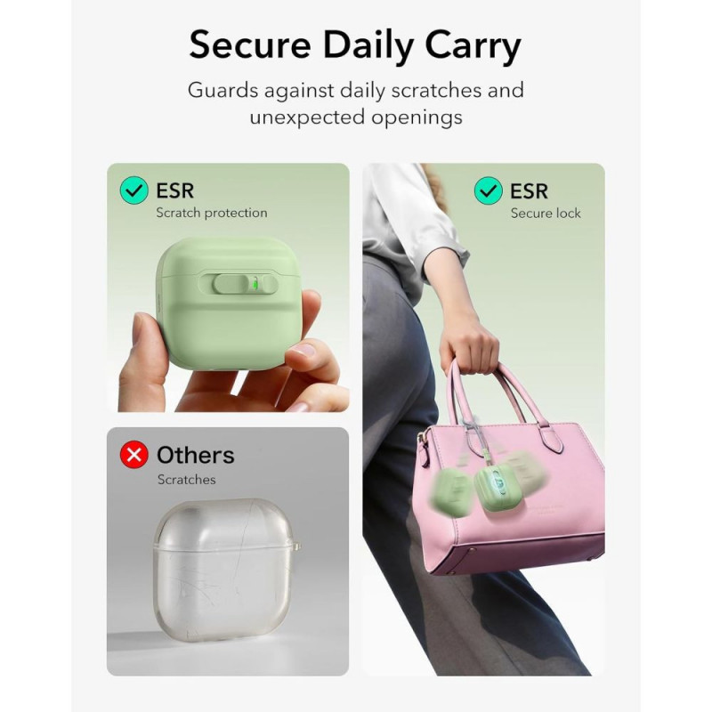 ESR Pulse HaloLock MagSafe -kotelo Apple AirPods 4 / 5 -kuulokkeille, vaaleanvihreä