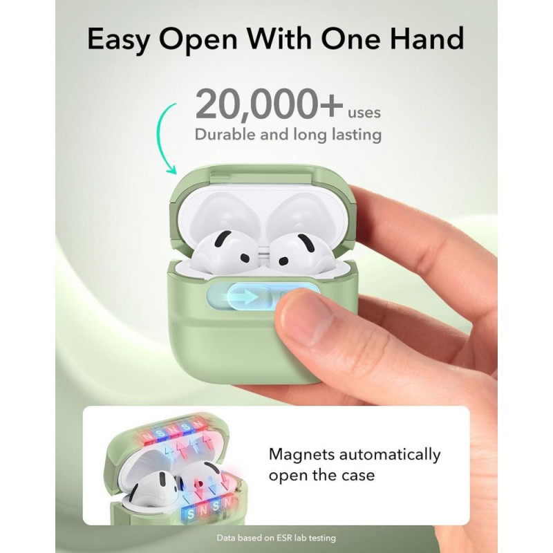ESR Pulse HaloLock MagSafe -kotelo Apple AirPods 4 / 5 -kuulokkeille, vaaleanvihreä
