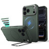 ESR Cyber Tough Kickstand MagSafe -suojakuori Apple iPhone 17 Pro / 18 Pro -puhelimelle, vihreä