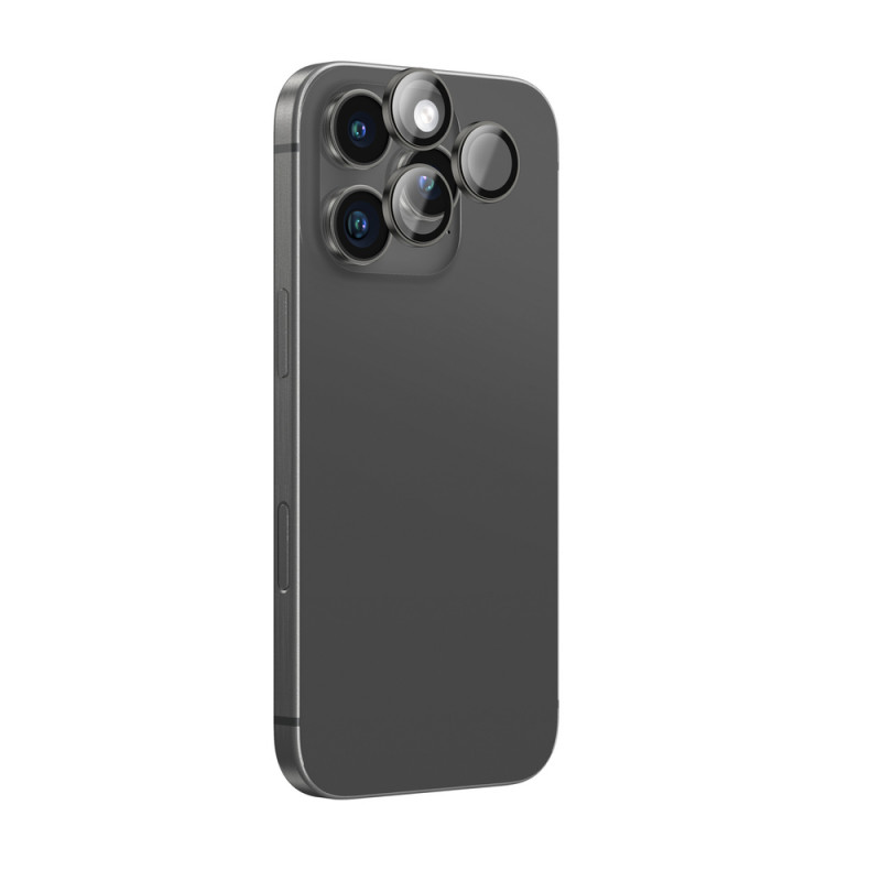 AmazingThing AR Aluminum 3 Lens Glass kameran linssinsuoja kehyksellä iPhone 16 Pro / 16 Pro Max -puhelimille, musta