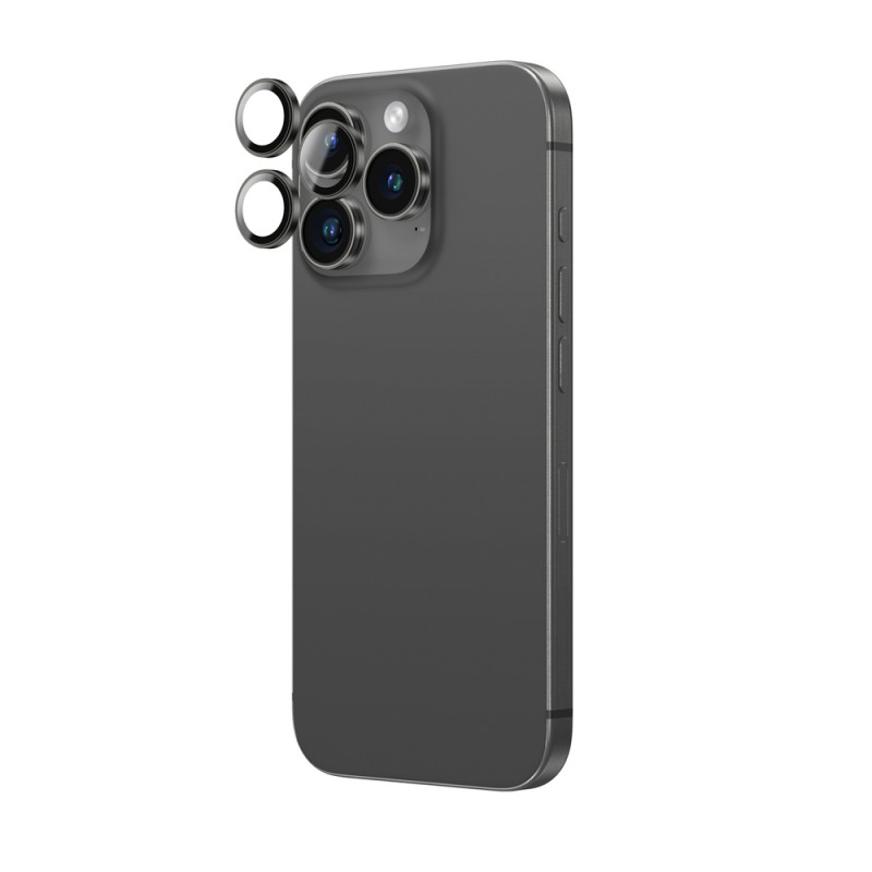 AmazingThing AR Aluminum 3 Lens Glass kameran linssinsuoja kehyksellä iPhone 16 Pro / 16 Pro Max -puhelimille, musta