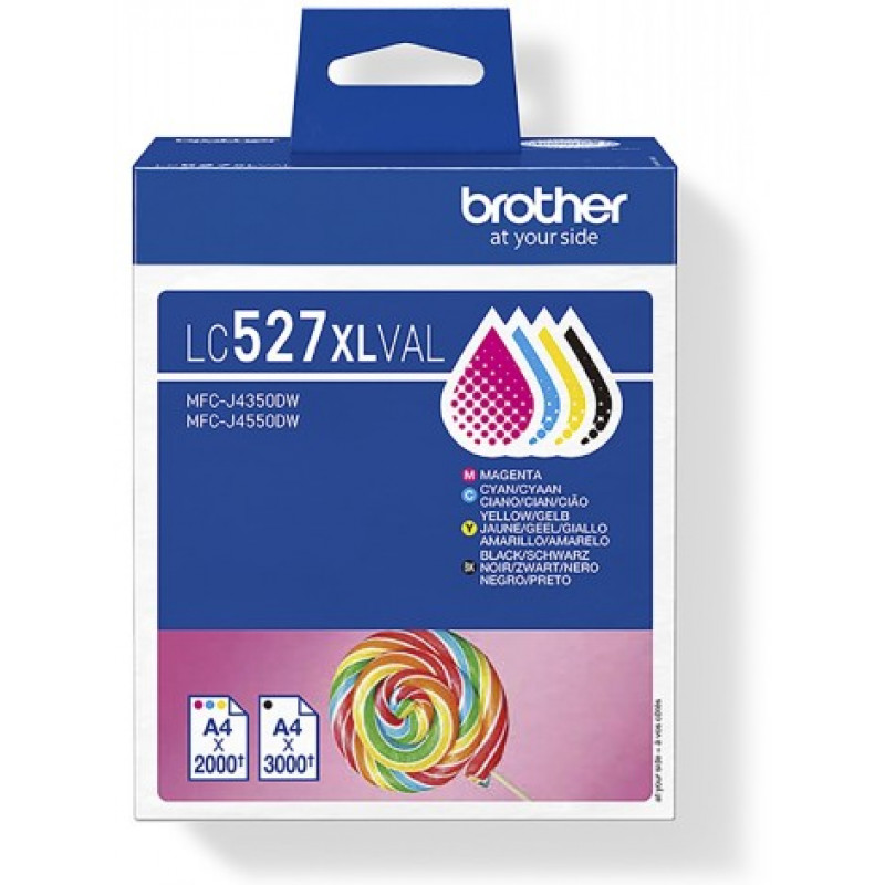 Brother LC527XLVAL mustekasettipakkaus (4 kpl), suuri riittoisuus, musta, keltainen, syaani, magenta