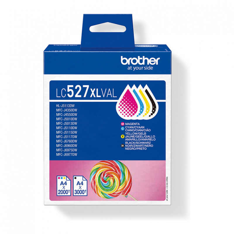 Brother LC527XLVAL mustekasettipakkaus (4 kpl), suuri riittoisuus, musta, keltainen, syaani, magenta