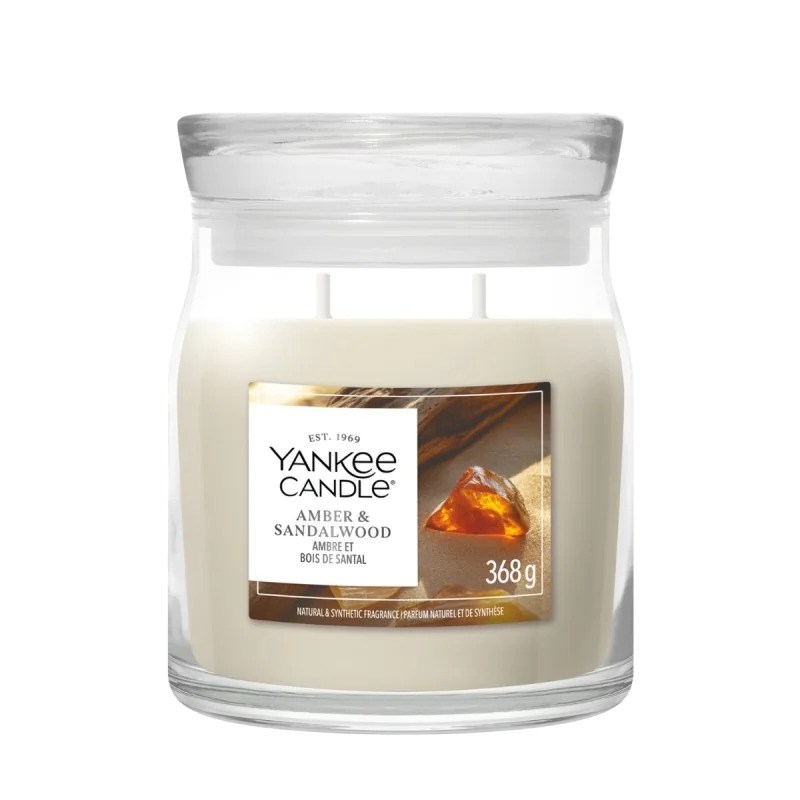 Yankee Candle YC Signature Amber & Sandalwood keskikokoinen kynttilä