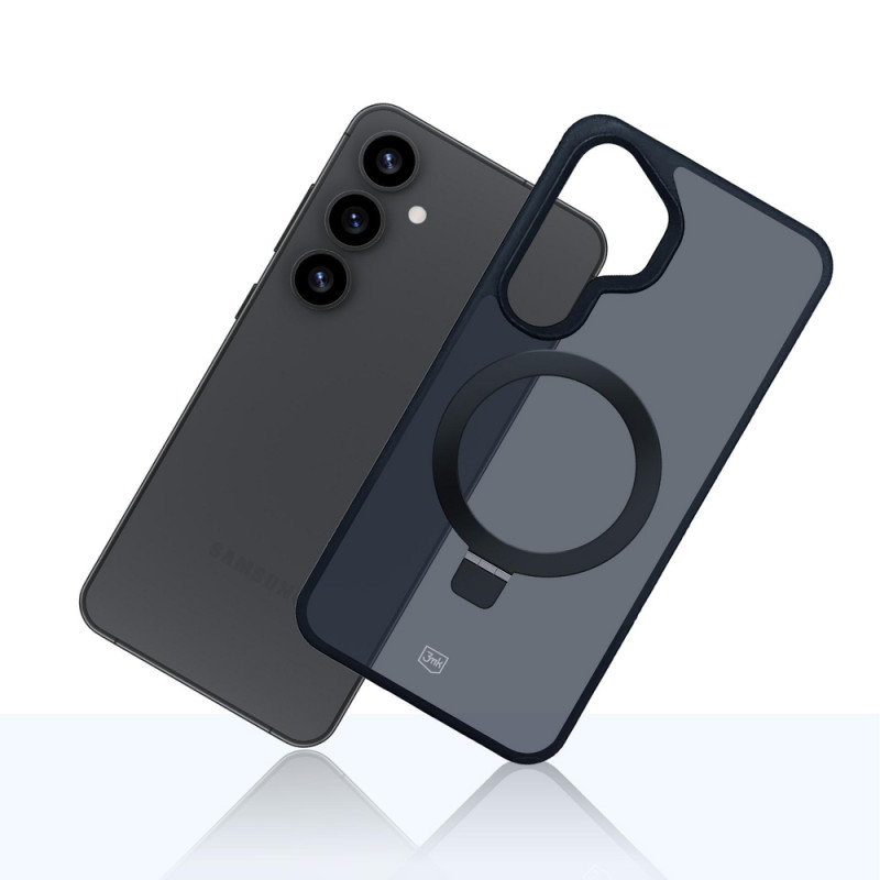 3MK Smoke Case Mag&Stand puhelimen suojakuori Samsung Galaxy S25+ -puhelimelle, musta