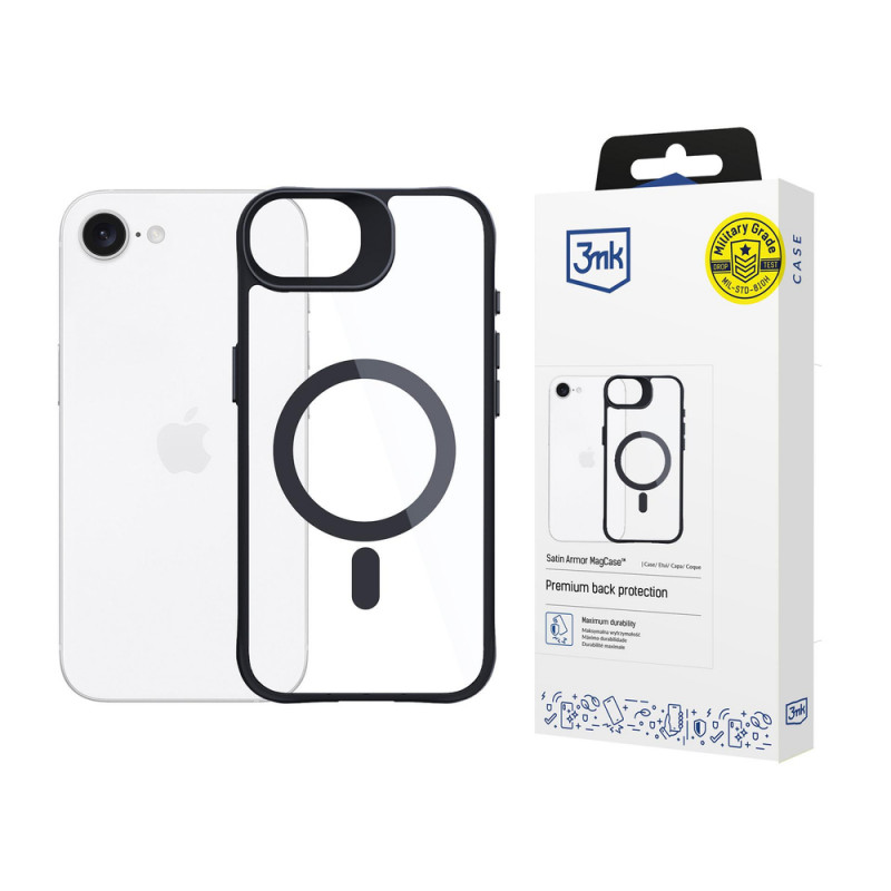 3MK Satin Armor MagCase -suojakuori Apple iPhone 17e / 16e, läpinäkyvä
