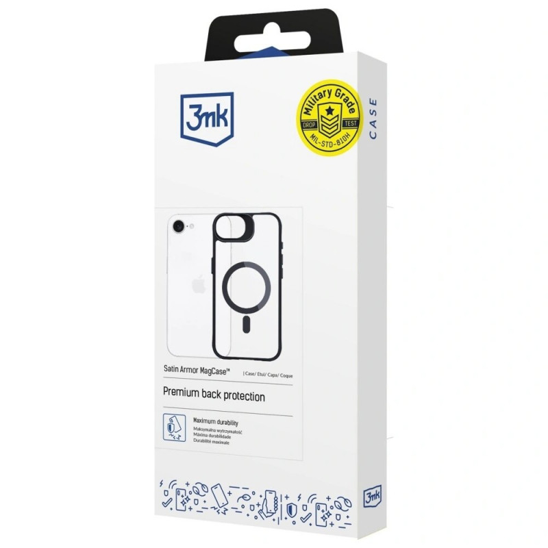 3MK Satin Armor MagCase -suojakuori Apple iPhone 17e / 16e, läpinäkyvä