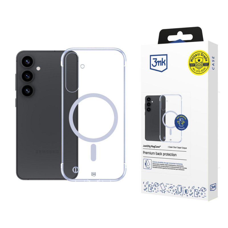3mk Just20g MagCase -suojakuori Samsung Galaxy S25+ -puhelimelle, läpinäkyvä