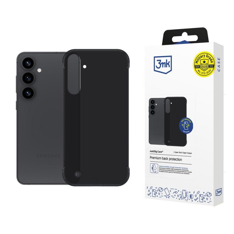 3mk Just20g Matt Case -suojakuori Samsung Galaxy S25+ -puhelimelle, mattamusta