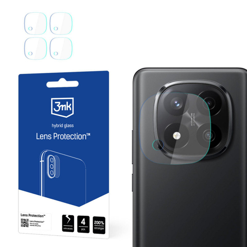 3MK Lens Protection hybridilasinen kameran linssinsuoja Xiaomi Redmi Note 14 Pro+ -puhelimelle (4 kpl)