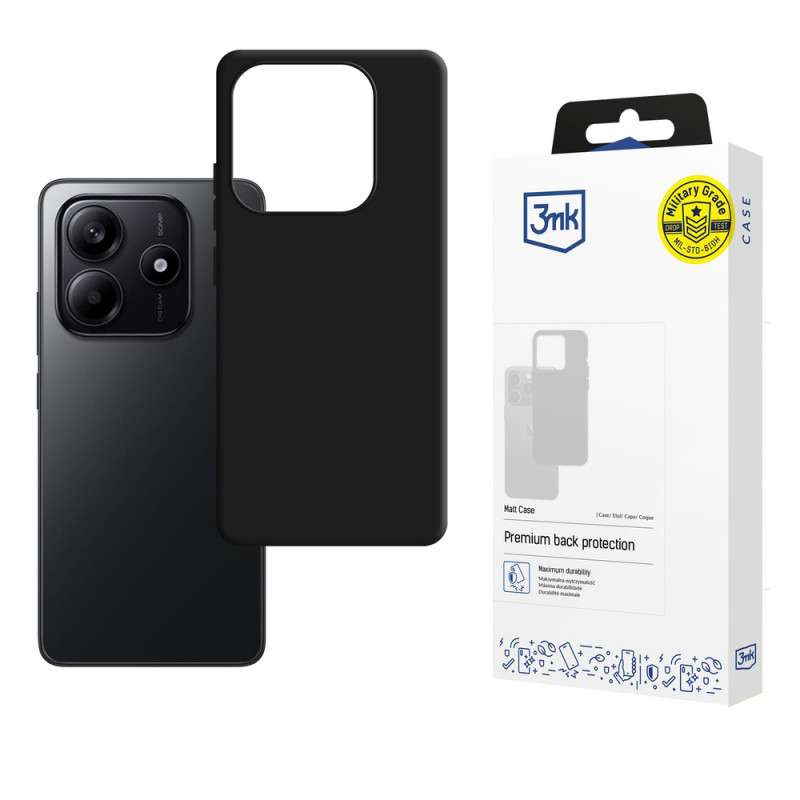 3MK Matt Case suojakuori Xiaomi Redmi Note 14 4G -puhelimelle, mattamusta