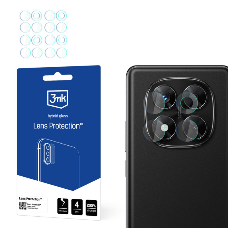 3MK Lens Protection hybridilasi kameran linssille Xiaomi Redmi Note 14 Pro 4G -puhelimelle (4 kpl)
