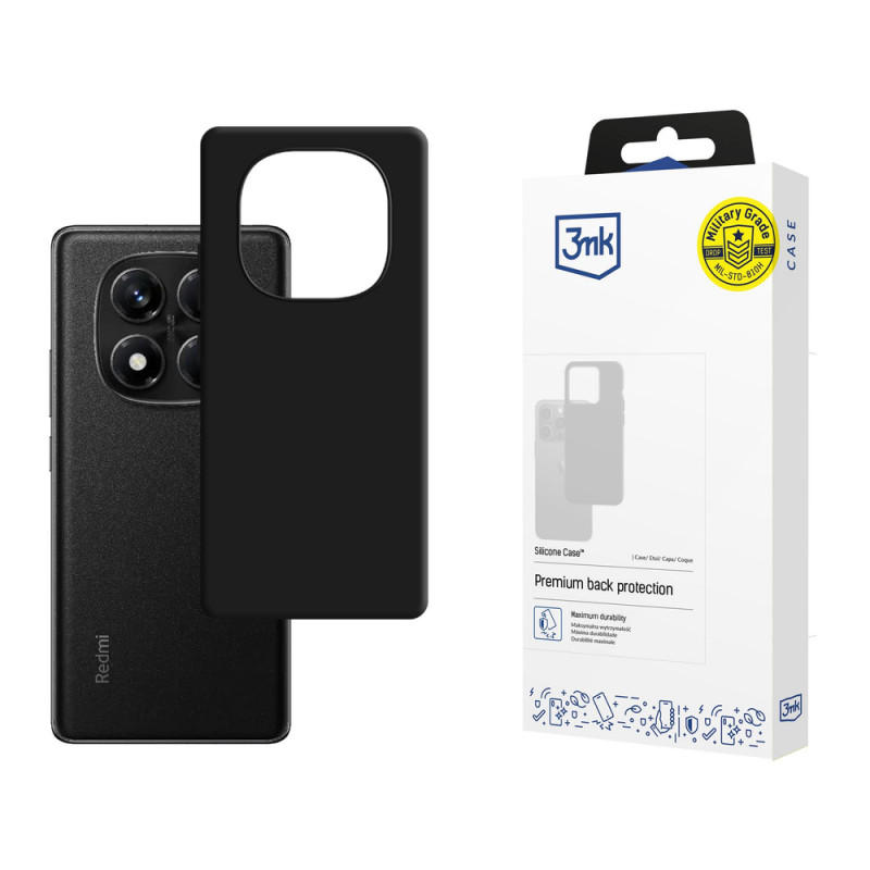 3MK Silicone Case silikonikotelo Xiaomi Redmi Note 14 Pro 5G -puhelimelle, musta