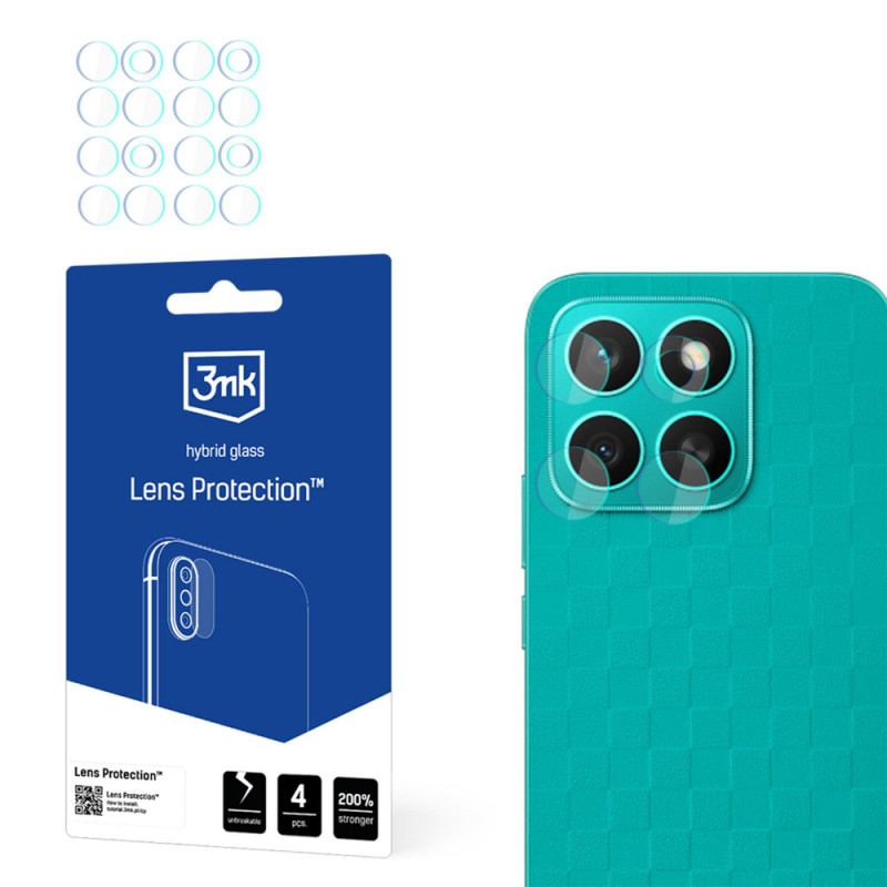 3MK Lens Protection hybridilasi kameran linssille Honor X8c -puhelimelle (4 kpl)