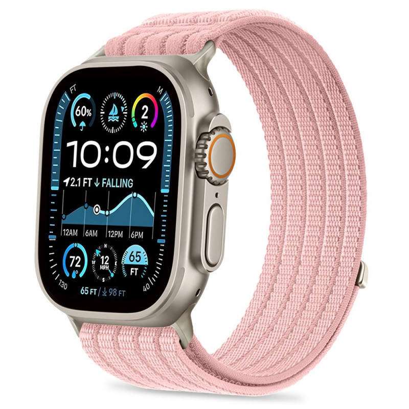 Tech-Protect Nylon Sport -ranneke Apple Watch 44/45/46/49 mm -kelloille, vaaleanpunainen