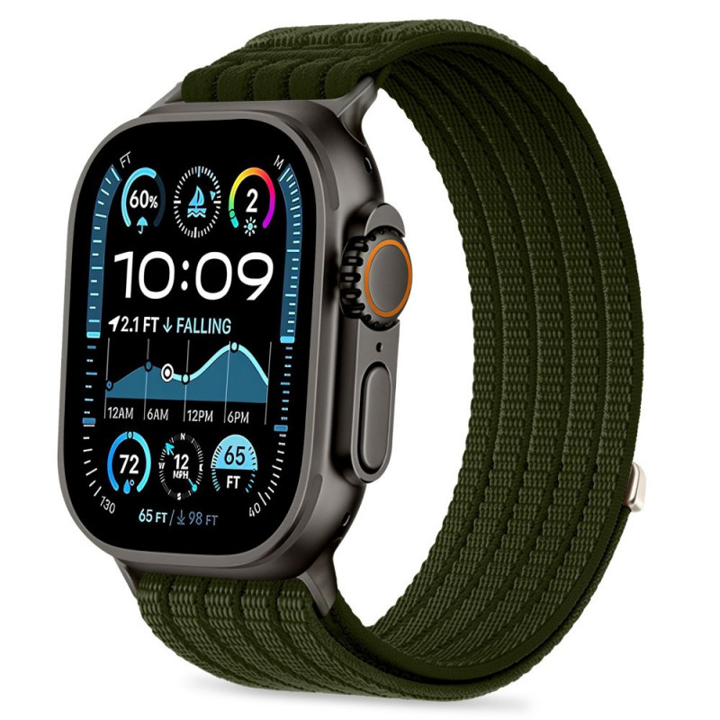 Tech-Protect Nylon Sport -ranneke Apple Watch 44/45/46/49 mm -kelloille, tummanvihreä
