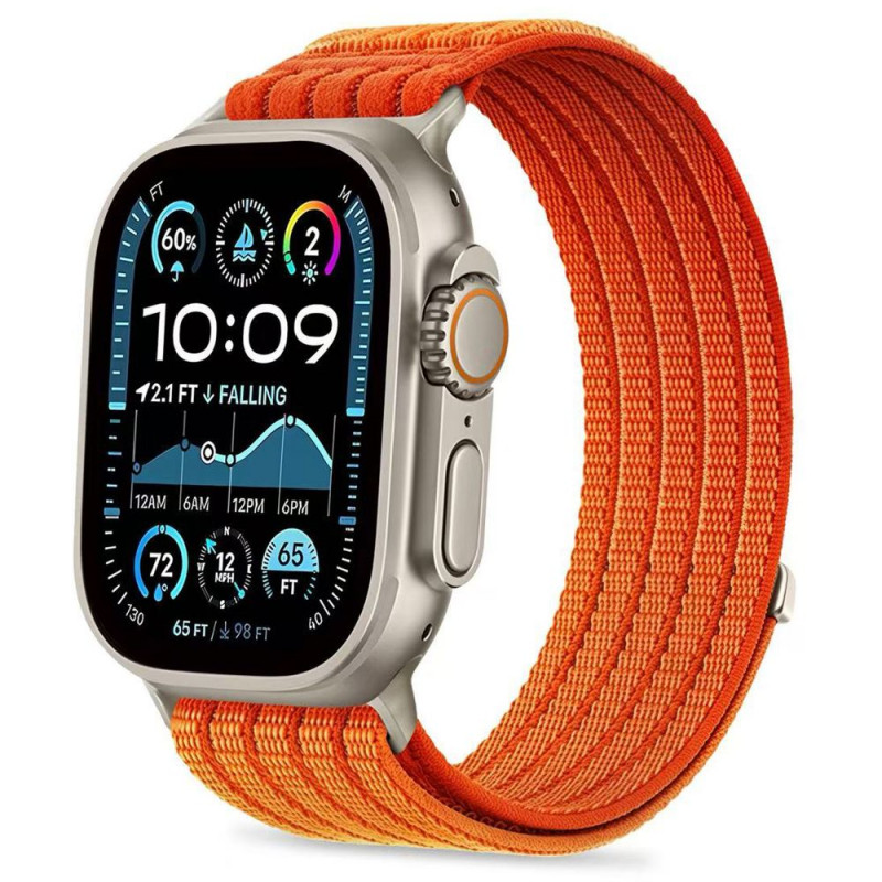 Tech-Protect Nylon Sport -ranneke Apple Watch 44/45/46/49 mm -kelloille, oranssi