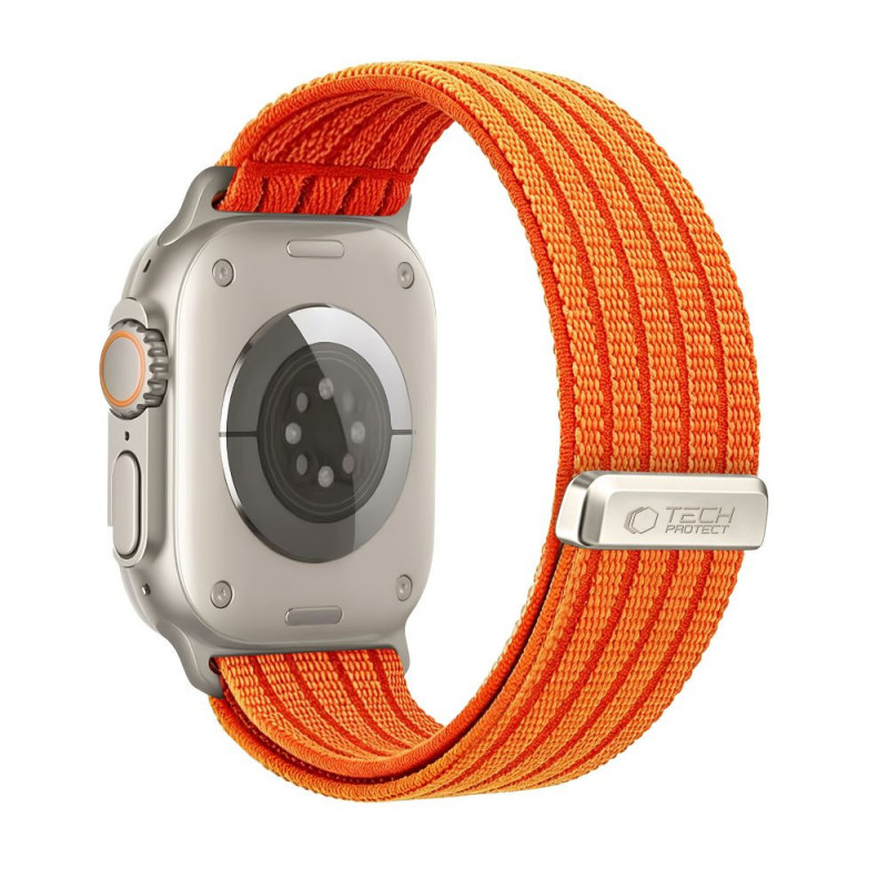 Tech-Protect Nylon Sport -ranneke Apple Watch 44/45/46/49 mm -kelloille, oranssi