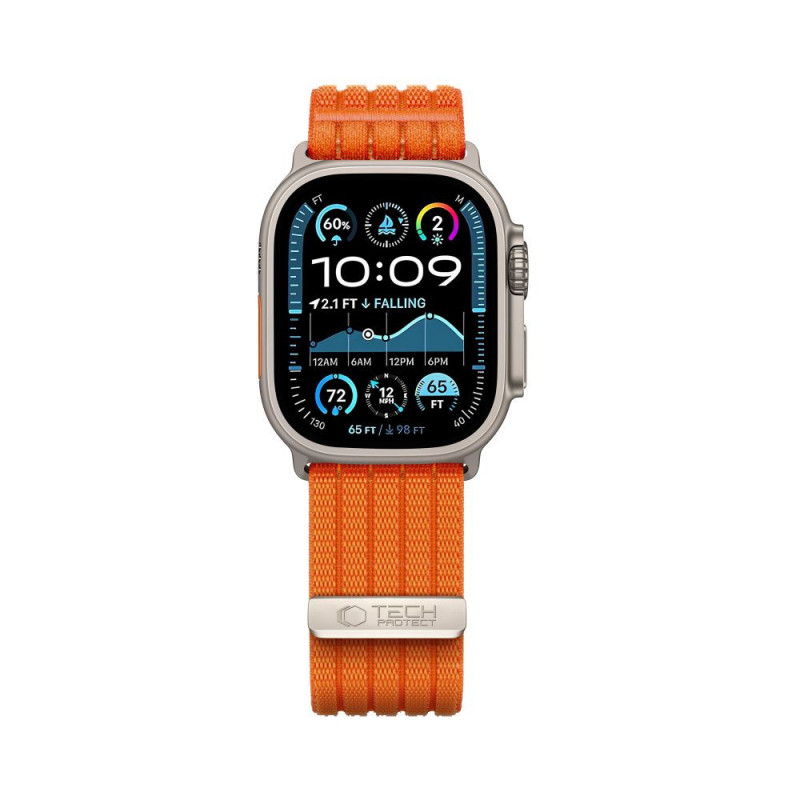 Tech-Protect Nylon Sport -ranneke Apple Watch 44/45/46/49 mm -kelloille, oranssi