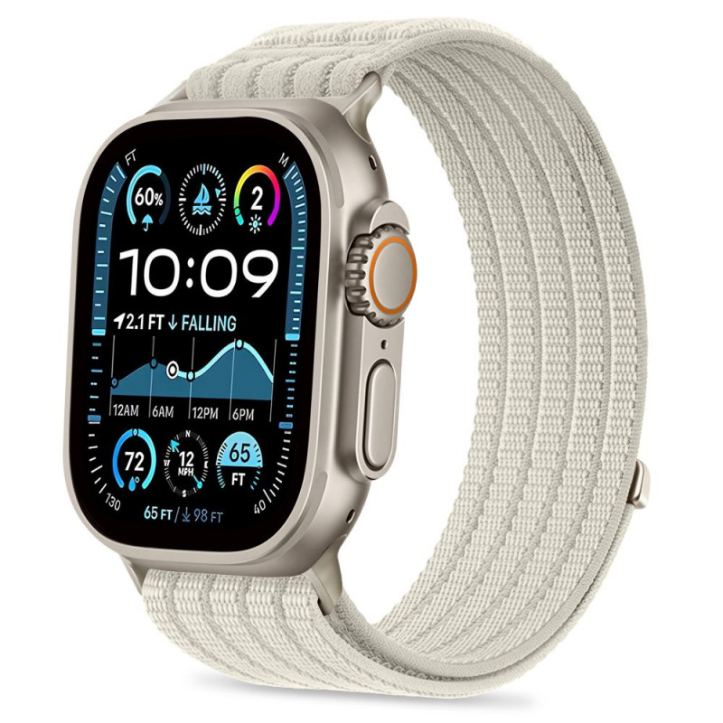 Tech-Protect Nylon Sport -ranneke Apple Watch 8 / 9 / 10 / 11 / SE / Ultra 44 / 45 / 46 / 49 mm -kelloille, Starlight
