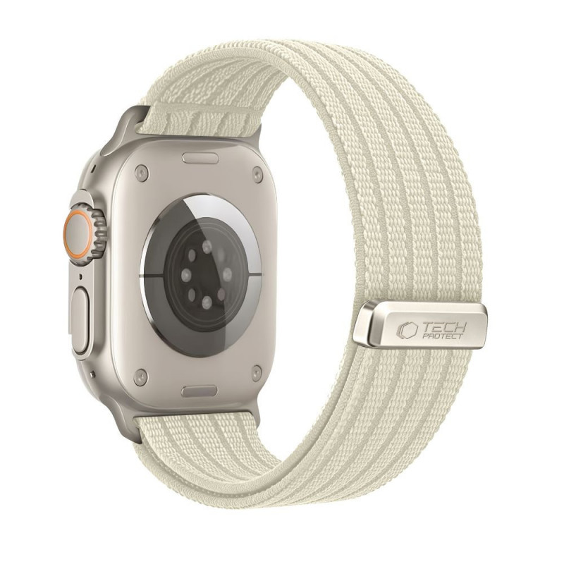 Tech-Protect Nylon Sport -ranneke Apple Watch 8 / 9 / 10 / 11 / SE / Ultra 44 / 45 / 46 / 49 mm -kelloille, Starlight