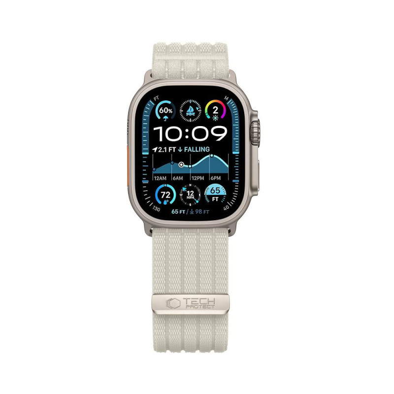 Tech-Protect Nylon Sport -ranneke Apple Watch 8 / 9 / 10 / 11 / SE / Ultra 44 / 45 / 46 / 49 mm -kelloille, Starlight