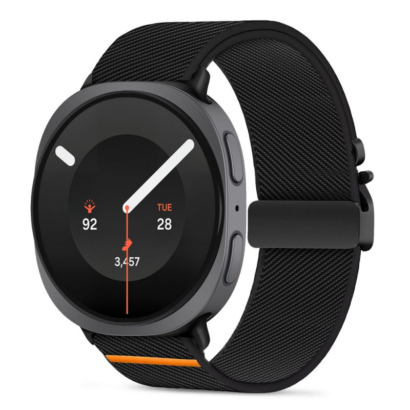 Tech-Protect Nylon Clasp -kellon ranneke, sopii malliin Samsung Galaxy Watch 8 / 9 / Classic 40 / 44 / 46 mm, musta