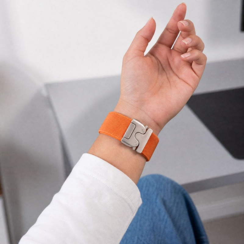 Tech-Protect Nylon Clasp -kellon ranneke, sopii malliin Samsung Galaxy Watch 8 / 9 / Classic 40 / 44 / 46 mm, oranssi