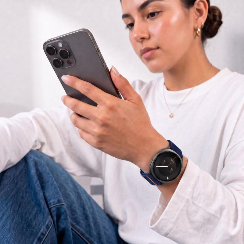 Tech-Protect Nylon Clasp -kellon ranneke, sopii malliin Samsung Galaxy Watch 8 / 9 / Classic 40 / 44 / 46 mm, laivastonsininen